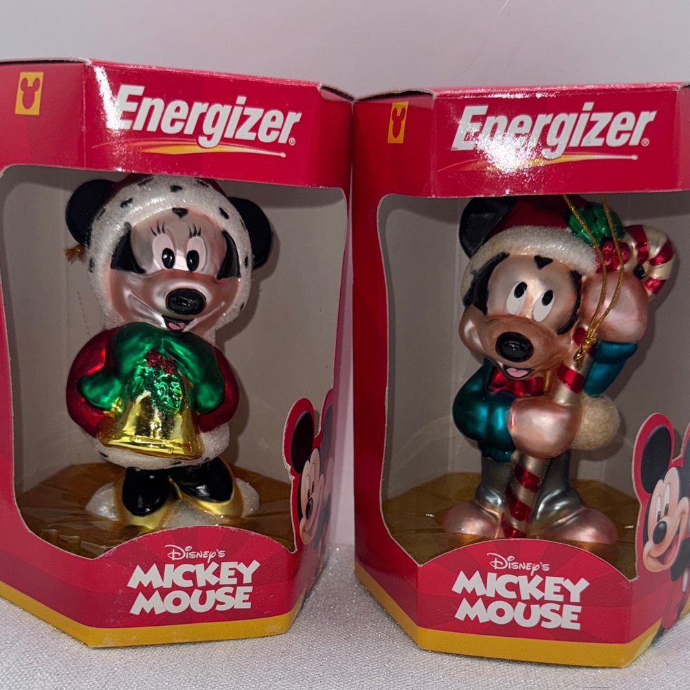 Disney Christmas Ornament Mickey & Minnie Mouse NEW not sold in stores energizer